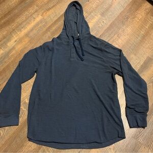 NEW Lucky Brand Men Heather Navy Blue Long Sleeved Venice Burnout Knit Hoodie XL